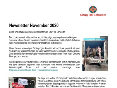 Chay Ya Schweiz - Newsletter November 2020