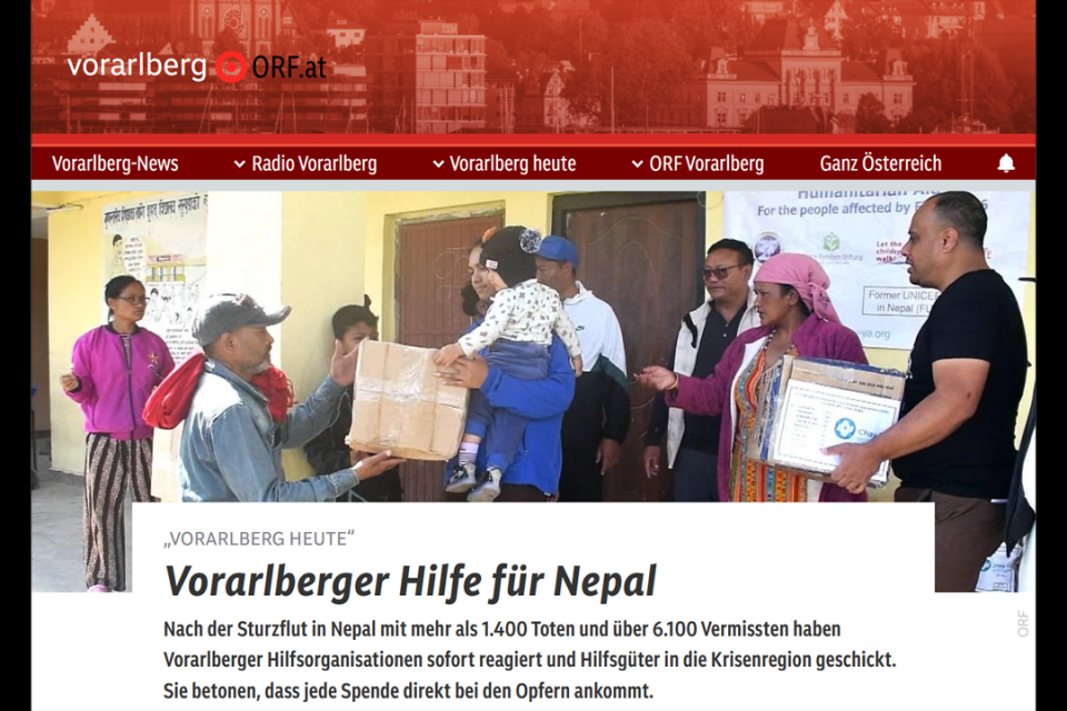 Vorarlberger Hilfe für Nepal - vorarlberg.ORF.at - Vorarlberg Heute-Beitrag